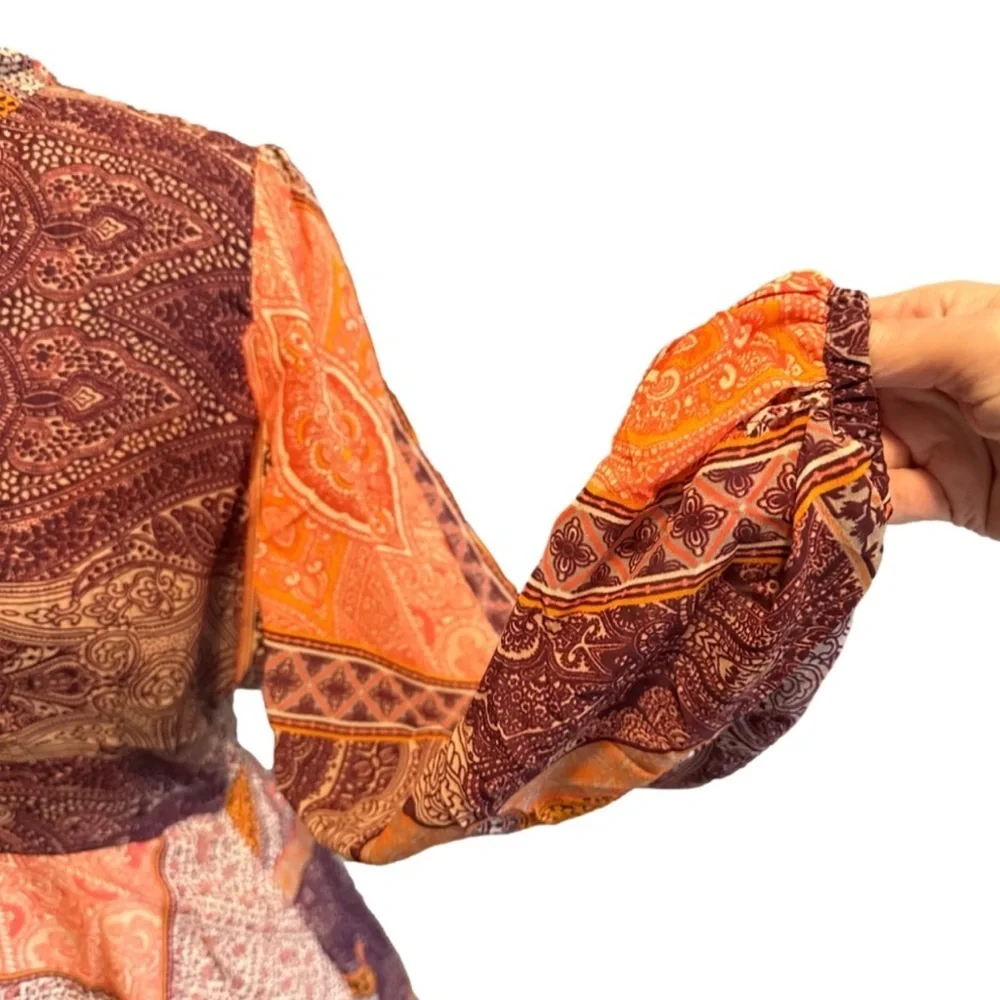 Divine Heritage Pussy Bow Long Sleeve Mini Dress Pink Size XS - Picture 3 of 14